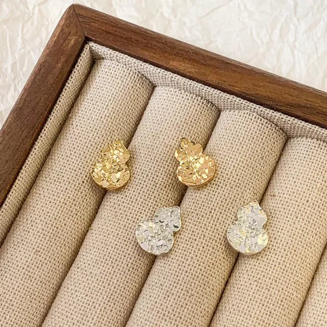 【LEEHER】雙11 高級感/百搭/金色耳環/葫蘆/耳針/耳飾/耳釘/送女生/飾品/耳環/女生耳環/純銀耳