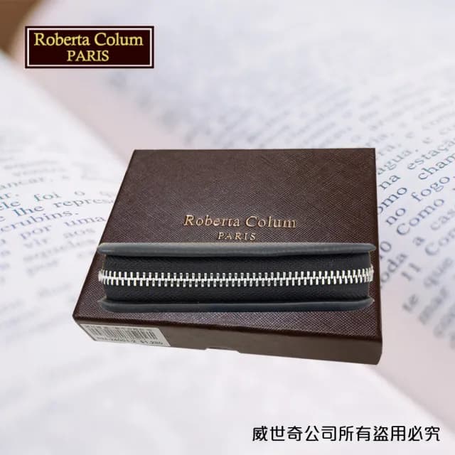 【Roberta Colum】情人節禮物 七夕 真皮包包  諾貝達男用皮夾 卡片夾 專櫃進口軟牛皮短夾(24011-1黑色)