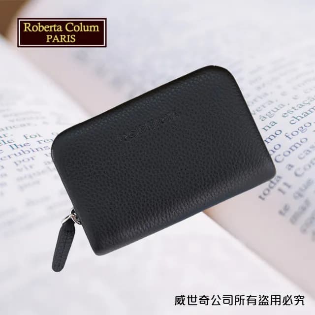 【Roberta Colum】情人節禮物 七夕 真皮包包  諾貝達男用皮夾 卡片夾 專櫃進口軟牛皮短夾(24011-1黑色)