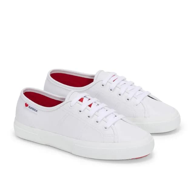 【SUPERGA】休閒鞋 女鞋 3750 輕量系列 白色愛心款 帆布鞋 義大利國民鞋(S3146TW-AB7)