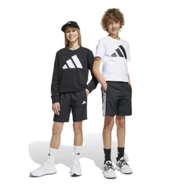 【adidas 愛迪達】短褲 童裝 大童 男女童 運動褲 J 3S WV SH 黑 JD8189