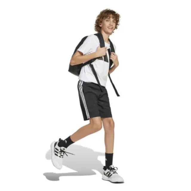 【adidas 愛迪達】短褲 童裝 大童 男女童 運動褲 J 3S WV SH 黑 JD8189