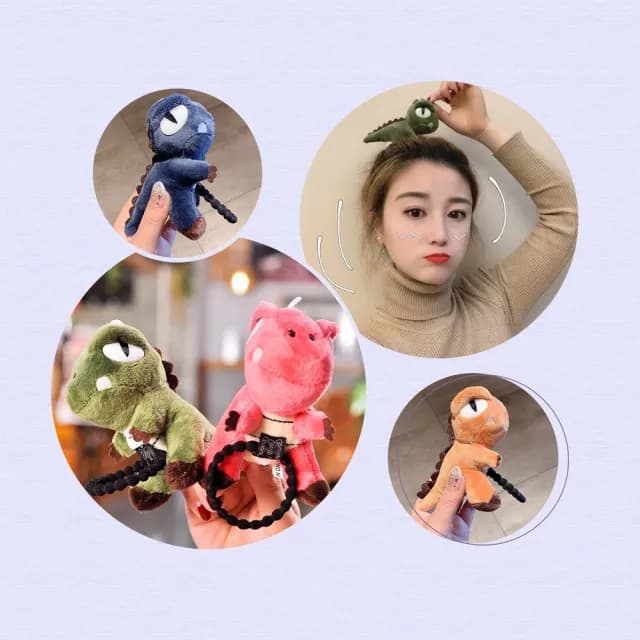 【bibi】父親節禮物 日系可愛超萌毛絨立體恐龍髮束(恐龍髮束)