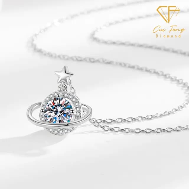 【CF鑽飾】莫桑鑽《星光》(1克拉 雙11限定 情人節鑽石 項鍊 禮物 生日)