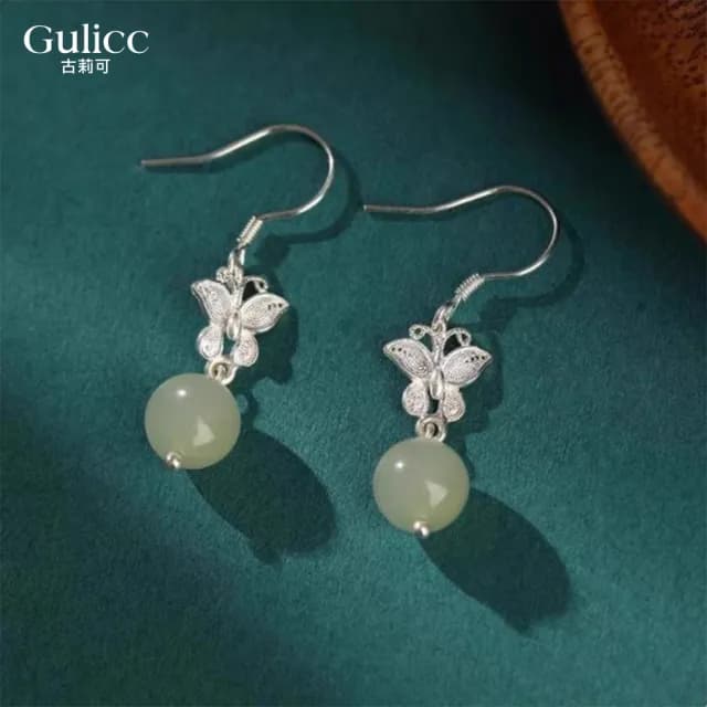 【Golicc】中式富貴 蝴蝶耳墬 耳環(七夕 情人節 生日 飾品 耳釘 耳飾 耳墜 禮物)
