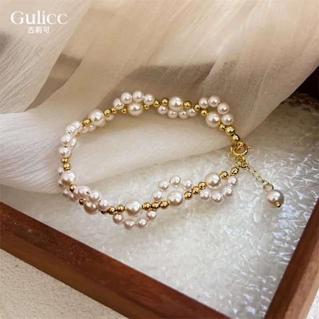 【Gulicc】日韓  水晶珍珠 小貓爪手鍊(雙11 聖誕節 生日 手環 手繩 首飾 飾品 禮物)