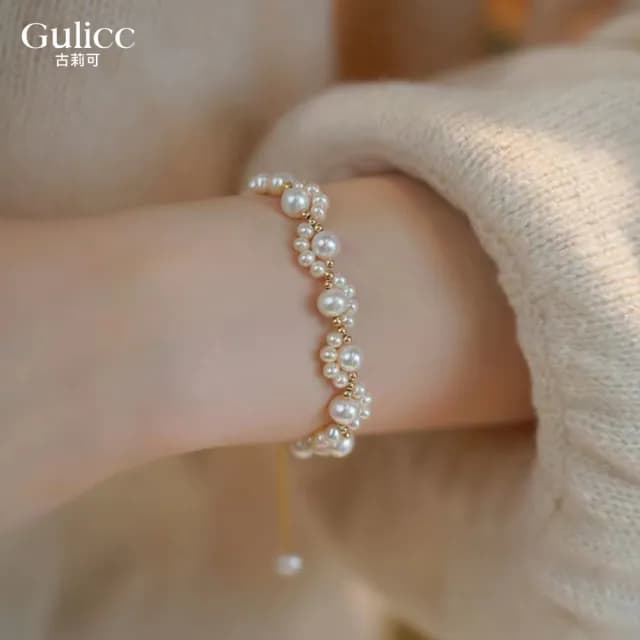 【Gulicc】日韓  水晶珍珠 小貓爪手鍊(雙11 聖誕節 生日 手環 手繩 首飾 飾品 禮物)