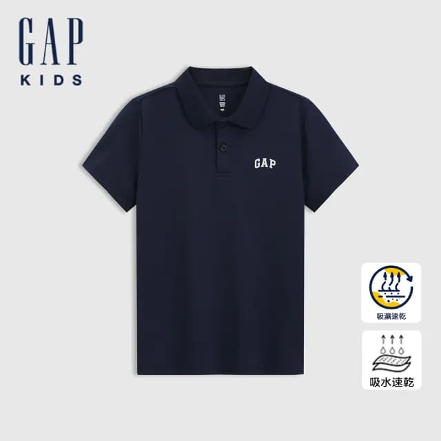 【GAP】男童裝 Logo印花短袖POLO衫-海軍藍(767189)