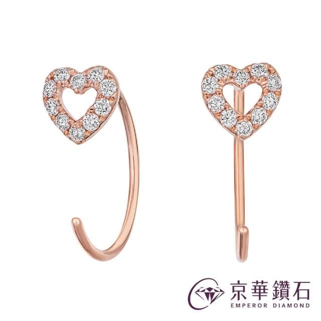 【Emperor Diamond 京華鑽石】18K玫瑰金 共0.10克拉 C型勾式耳環 鑽石耳環 星語系列Ⅰ(C型勾式耳環)