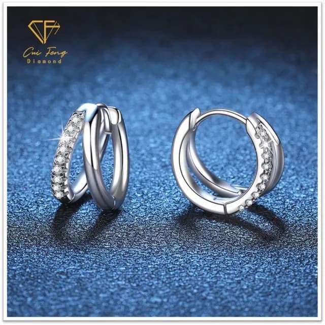 【CF鑽飾】耳環 莫桑鑽《月弦》(雙11限定  耳釘 耳針 耳飾 禮物 求婚 生日)