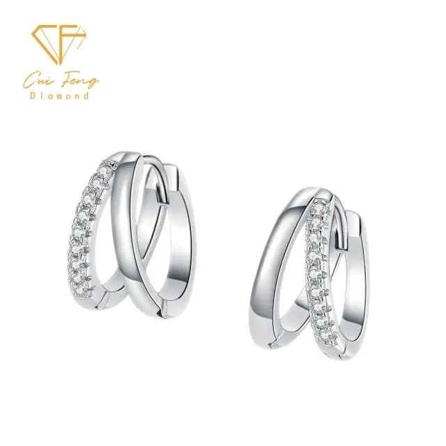 【CF鑽飾】耳環 莫桑鑽《月弦》(雙11限定  耳釘 耳針 耳飾 禮物 求婚 生日)