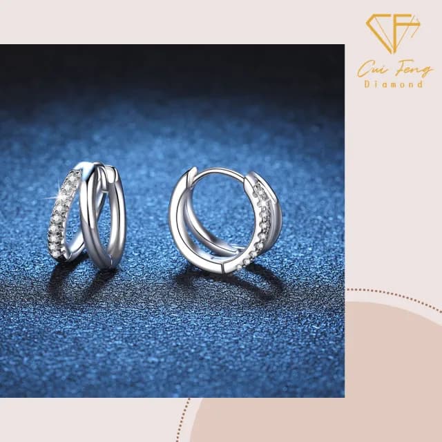 【CF鑽飾】耳環 莫桑鑽《月弦》(雙11限定  耳釘 耳針 耳飾 禮物 求婚 生日)