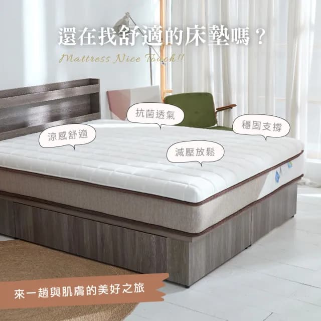 【藤原傢俬】藤原逸品涼感機能布料獨立筒床墊5尺雙人(買就送床包含枕套)