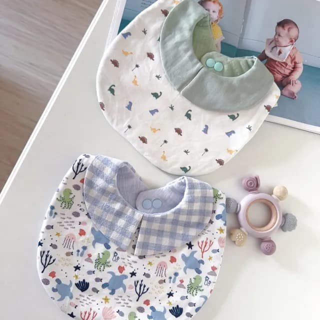 【Lianne baby】兩入組 台灣手工製高質感圍兜彌月禮盒組(寶寶禮物 新生兒 嬰兒禮物)