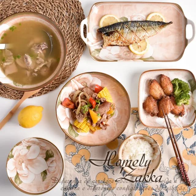 【Homely Zakka】北歐新古典輕奢風陶瓷餐盤碗餐具_6件組(湯盤 餐具 餐碗 盤子 器皿)