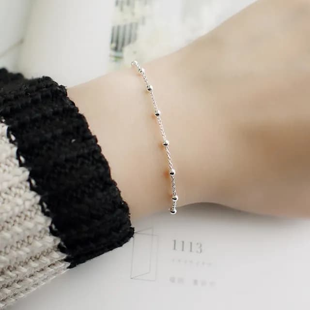 【BLUMA】雙11 親子手鍊 大人小孩手鍊 心情點滴圓珠純銀手鍊(925純銀女生手鏈 圓珠鍊 兒童禮物