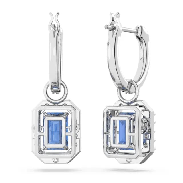 【SWAROVSKI 施華洛世奇】Una 水滴形耳環 八角形切割 藍色 鍍白金色