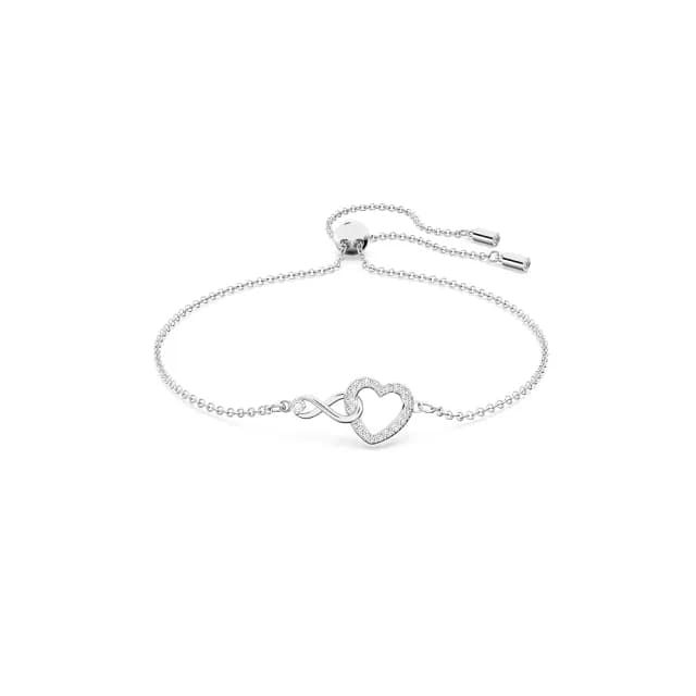 【SWAROVSKI 施華洛世奇】Infinity 手鏈 無限符號和心形 白色 鍍白金色