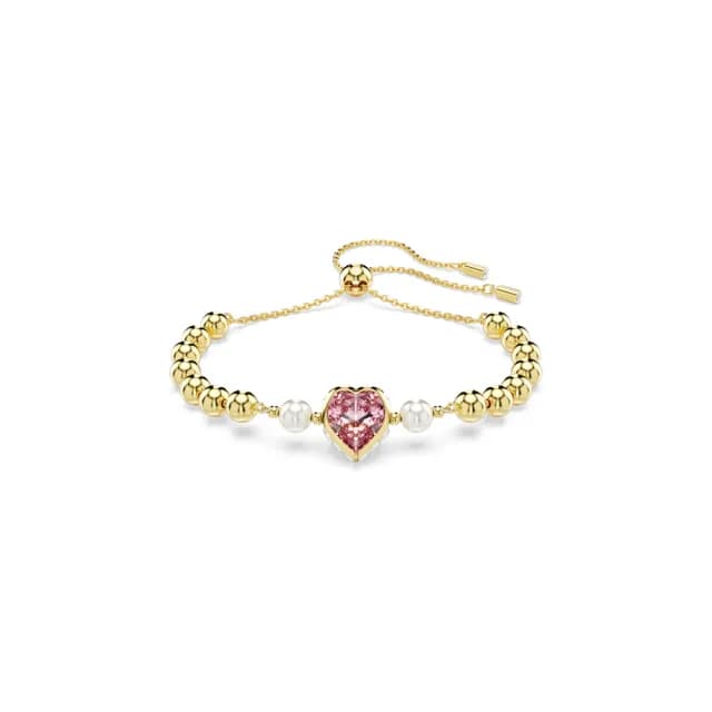 【SWAROVSKI 施華洛世奇】Imber 手鏈 水晶珍珠 心形切割 心形 粉紅色 鍍金色(情人節禮物)