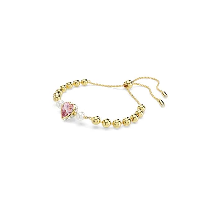 【SWAROVSKI 施華洛世奇】Imber 手鏈 水晶珍珠 心形切割 心形 粉紅色 鍍金色(情人節禮物)