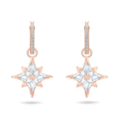 【SWAROVSKI 施華洛世奇】Symbolica 水滴形耳環 星星 白色 鍍玫瑰金色