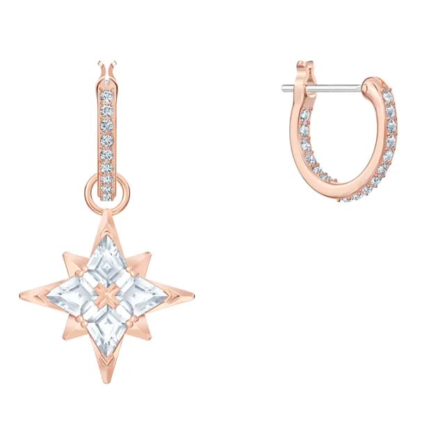 【SWAROVSKI 施華洛世奇】Symbolica 水滴形耳環 星星 白色 鍍玫瑰金色