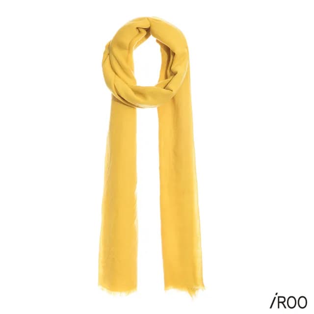 【iROO】100%絲光羊毛素色圍巾