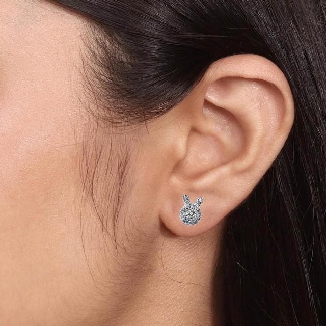 【Luster】618限定!兔子 30分 D/VS 培育鑽 純銀 鑽石耳環(培育鑽石x2總重0.60ct)