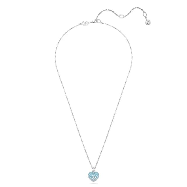【SWAROVSKI 施華洛世奇】Idyllia 鏈墜 心形 藍色 鍍白金色