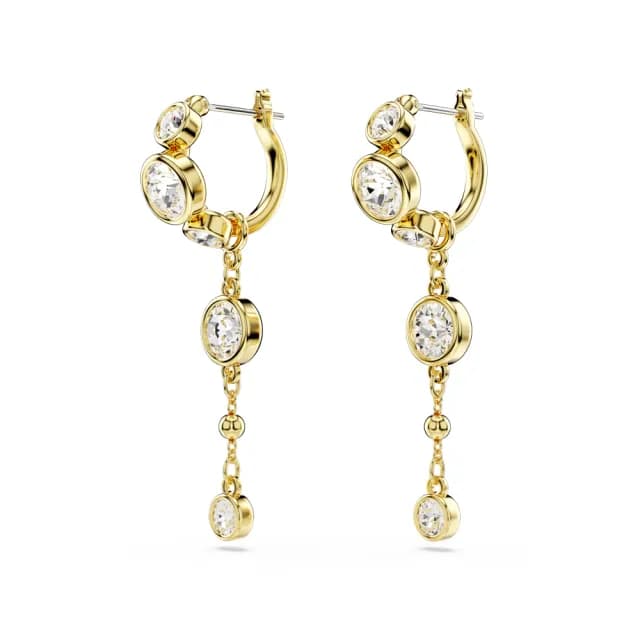 【SWAROVSKI 施華洛世奇】Imber 水滴形耳環 圓形切割 白色 多種金屬潤飾