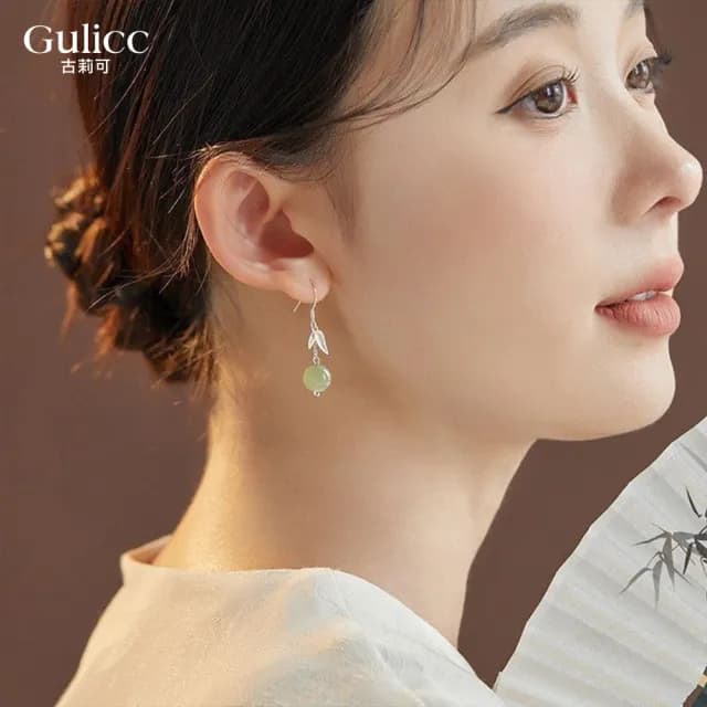 【Golicc】竹影如夢 中式吊墬耳環(七夕 情人節 生日 飾品 耳釘 耳飾 耳墜 禮物)
