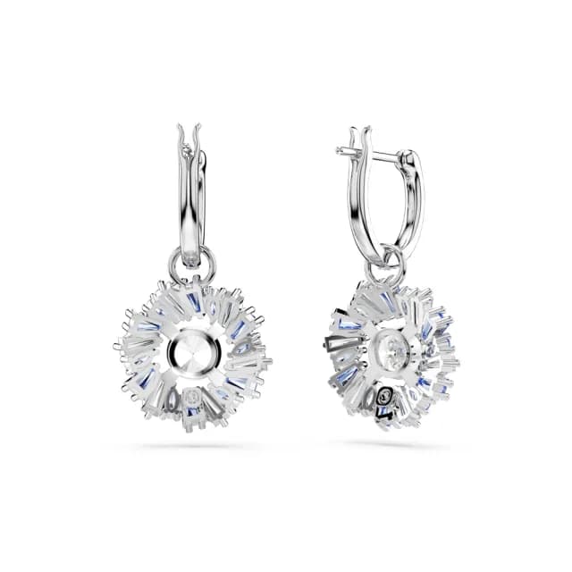 【SWAROVSKI 施華洛世奇】Idyllia 水滴形耳環 混合式切割 花朵 藍色 鍍白金色