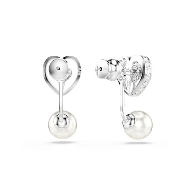 【SWAROVSKI 施華洛世奇】Imber 耳環袋 水晶珍珠 心形切割 心形 藍色 鍍白金色