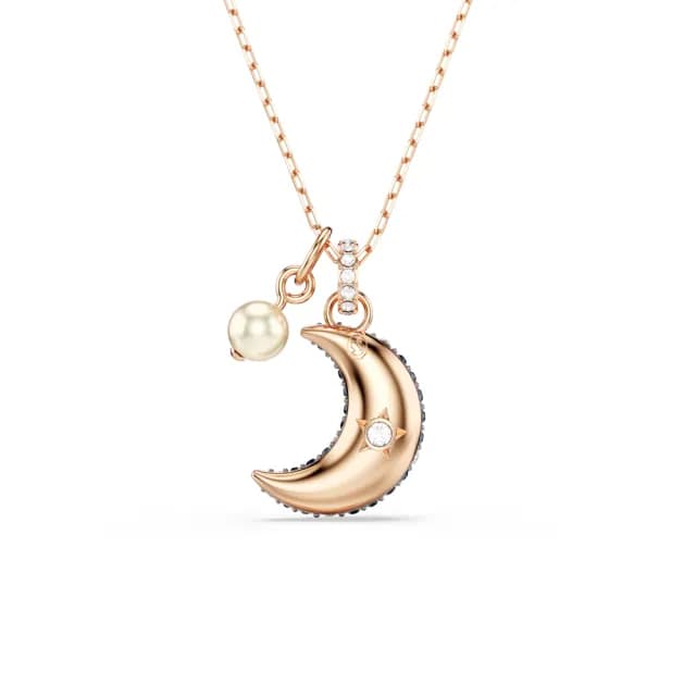 【SWAROVSKI 施華洛世奇】Sublima 鏈墜 水晶珍珠 月亮 漸層色 鍍玫瑰金色