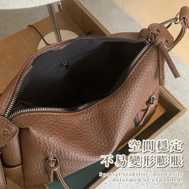 【韓風穿搭】父親節禮物 復古韓妞軟皮質斜跨包(大容量 通勤包 單肩包 側肩包 百搭 上班族 棕色 咖啡色 禮物