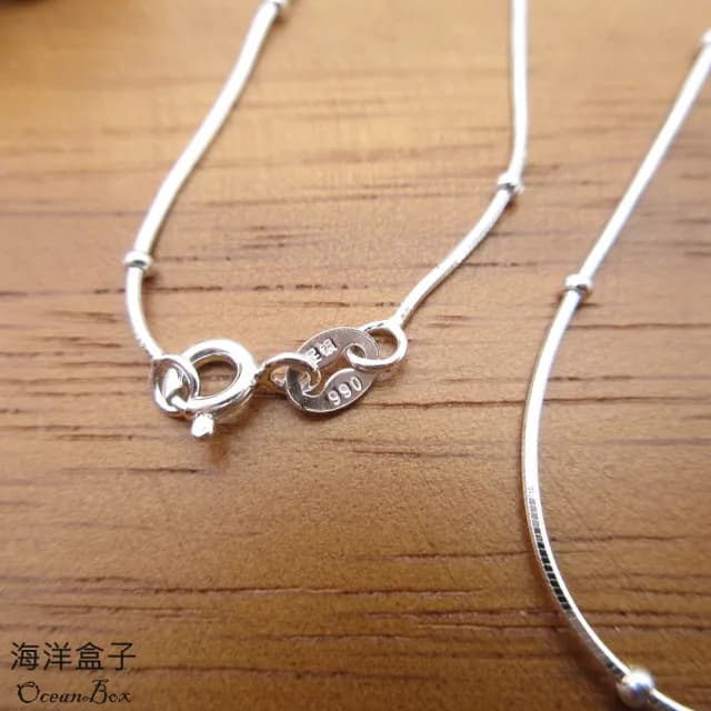【海洋盒子】46cm。質感閃亮小球蛇鍊S990足銀純銀項鍊(女用項鍊.可單戴)