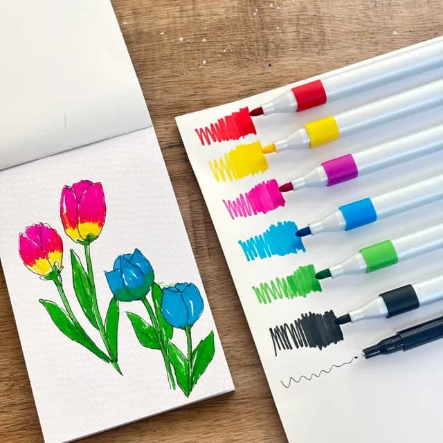 【COLOUR BLOCK】隨身手繪馬克筆組 含代針筆繪圖本＋收納袋(假日畫畫推薦 畢業禮推薦 隨身畫畫包)