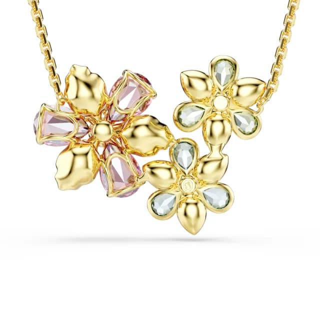 【SWAROVSKI 施華洛世奇】Idyllia 鏈墜 混合式切割 花朵 漸層色 鍍金色(情人節禮物)