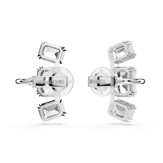 【SWAROVSKI 施華洛世奇】Millenia 夾式耳環 八角形切割 白色 鍍白金色