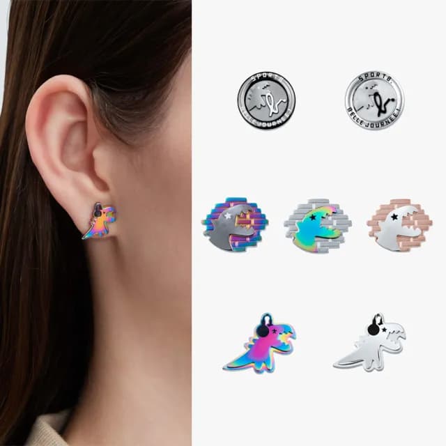 【agnes b.】sport b. dino恐龍標誌單耳耳環(多款)