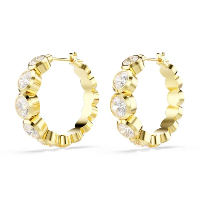 【SWAROVSKI 施華洛世奇】Imber 大圈耳環 圓形切割 白色 鍍金色(情人節禮物)