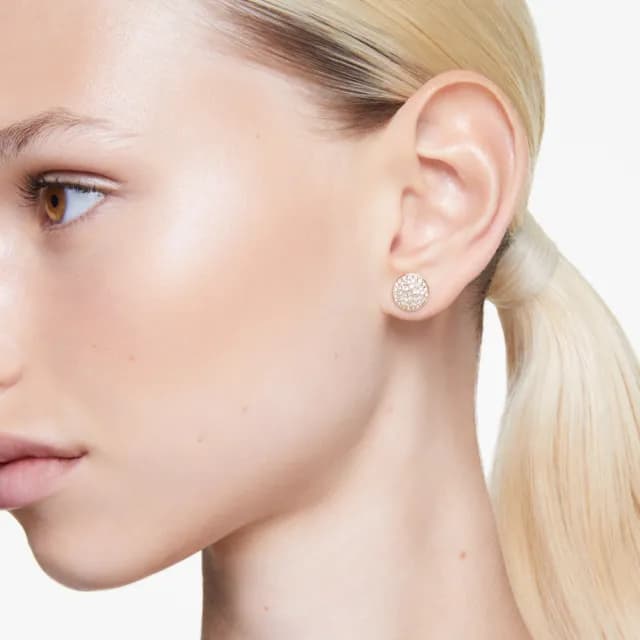 【SWAROVSKI 施華洛世奇】Sublima 耳釘 白色 鍍金色(情人節禮物)