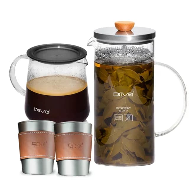 【Driver】豪華冷熱兩用沖茶壺組(泡茶杯 泡茶壺 沖茶壺 耐熱玻璃壺 隔熱鋼杯 茶器 茶具 茶壺茶杯組)
