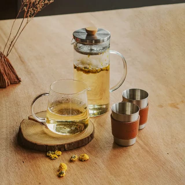 【Driver】豪華冷熱兩用沖茶壺組(泡茶杯 泡茶壺 沖茶壺 耐熱玻璃壺 隔熱鋼杯 茶器 茶具 茶壺茶杯組)