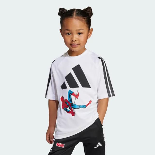 【adidas 愛迪達】MARVEL 蜘蛛人 短袖上衣 T恤 涼感 童裝 JM0806