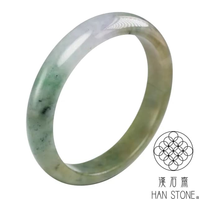 【漢石齋】情人節禮物 天然翡翠A貨 手鐲玉鐲 三彩飄花種(手圍18.8/版寬12.4mm)