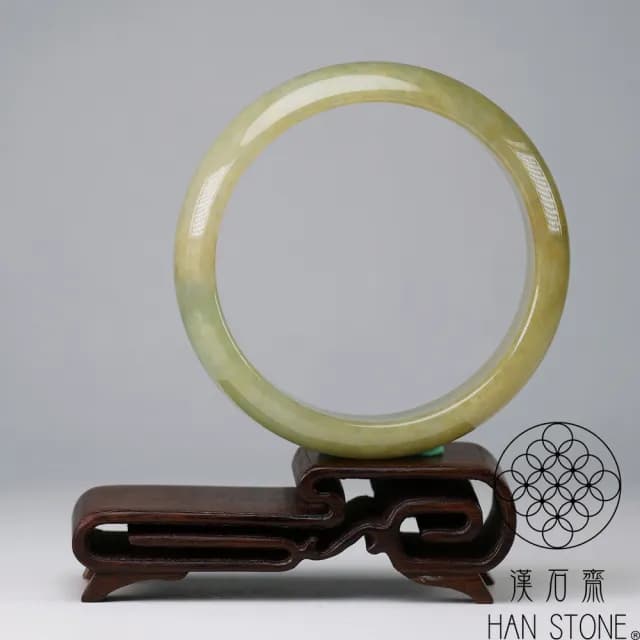 【漢石齋】情人節禮物 天然翡翠A貨 手鐲玉鐲 黃翡種飄花(手圍18.5/版寬15.7mm)