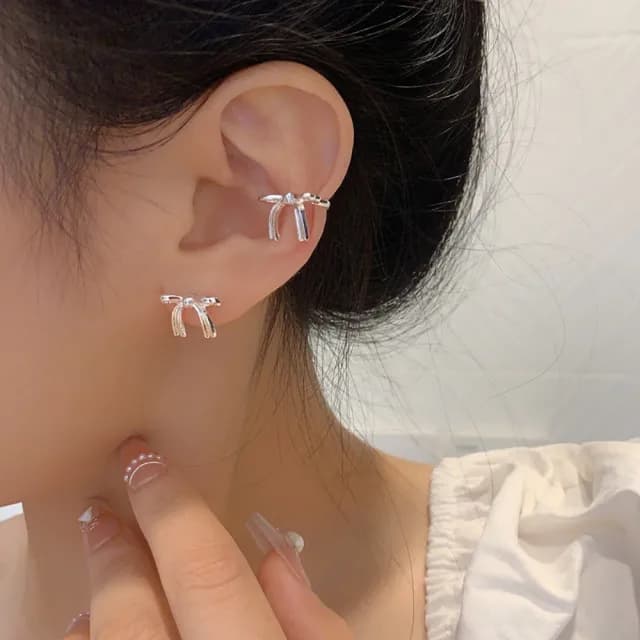 【MISS KOREA】韓國設計S925銀針百搭細緻蝴蝶結耳環 耳釘(S925銀針耳環 蝴蝶結耳環)