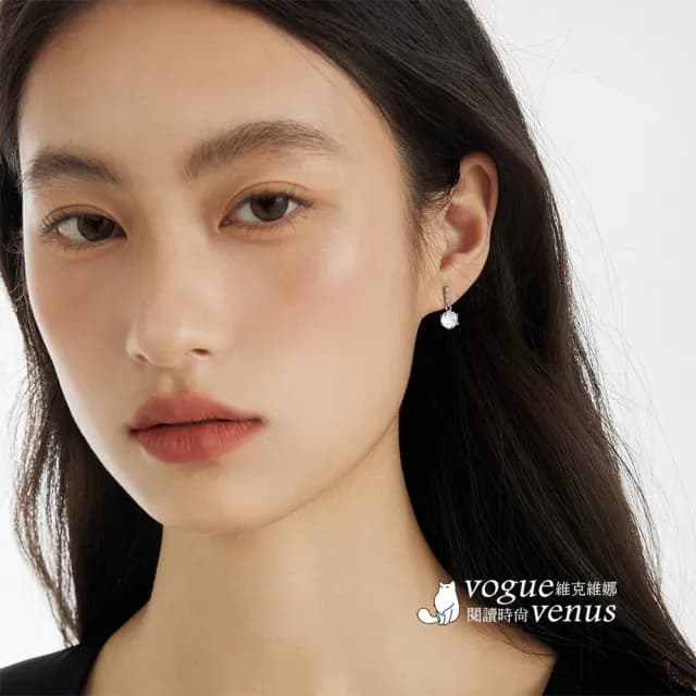 【維克維娜】排鑽墜六爪單鑽925純銀耳環