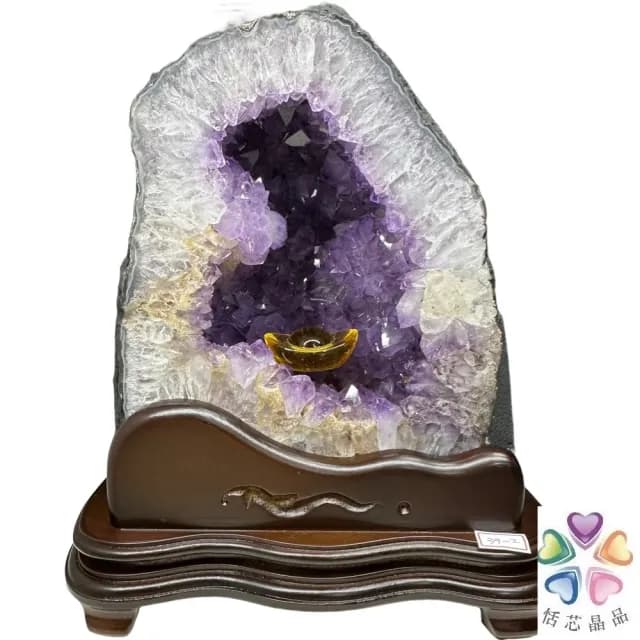 【恬芯晶品】10.05kg精選巴西木型紫水晶洞新居財位擺設OK27(紫鈦晶晶洞開運招財招貴人開業財位新春禮物)